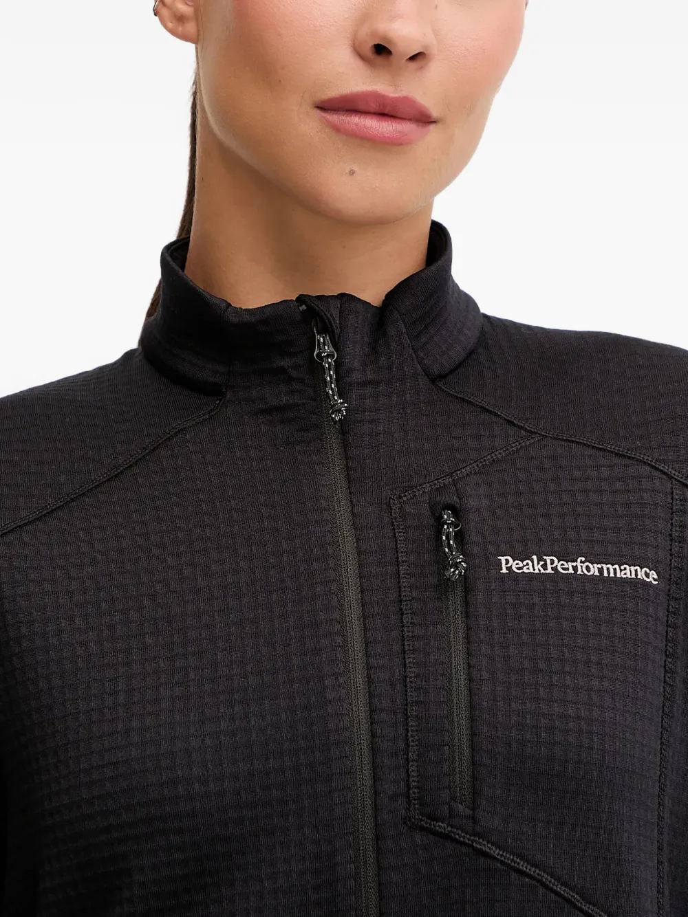 Peak Performance Sweater met halve rits en gedrapeerde hals Zwart