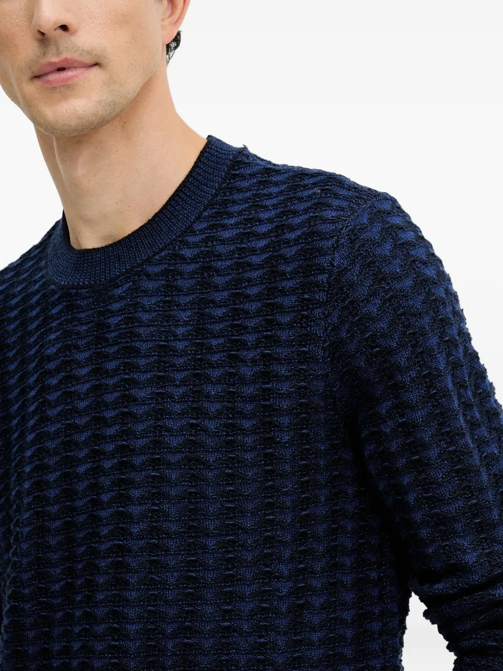 Armani Exchange Sweater met ronde hals en textuur Blauw