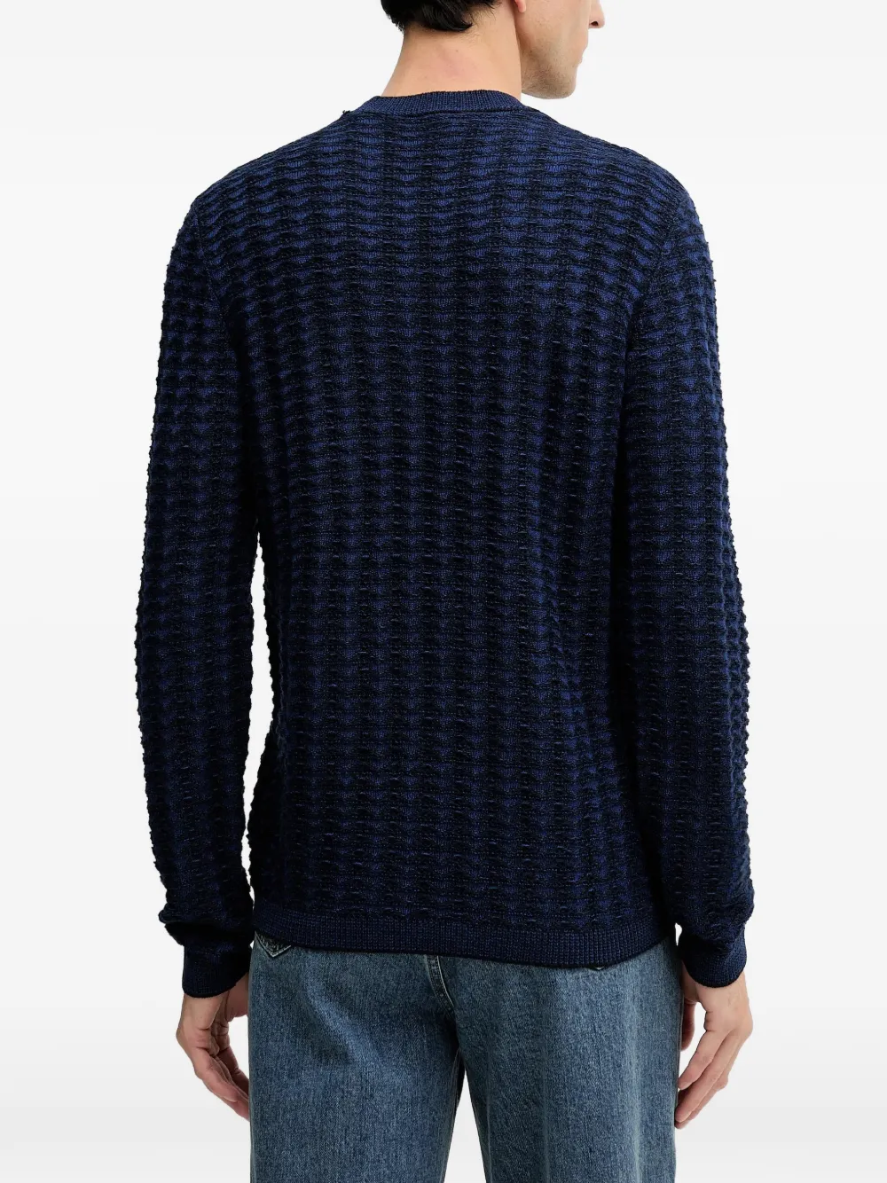  Armani Exchange Pull En Maille Texturée - Bleu 