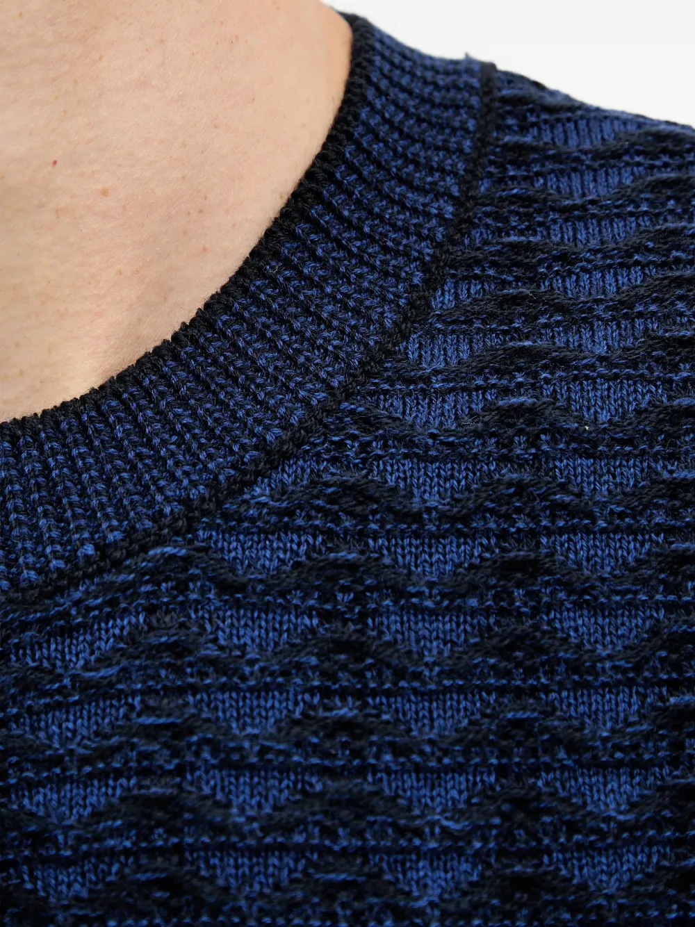 Armani Exchange Sweater met ronde hals en textuur Blauw
