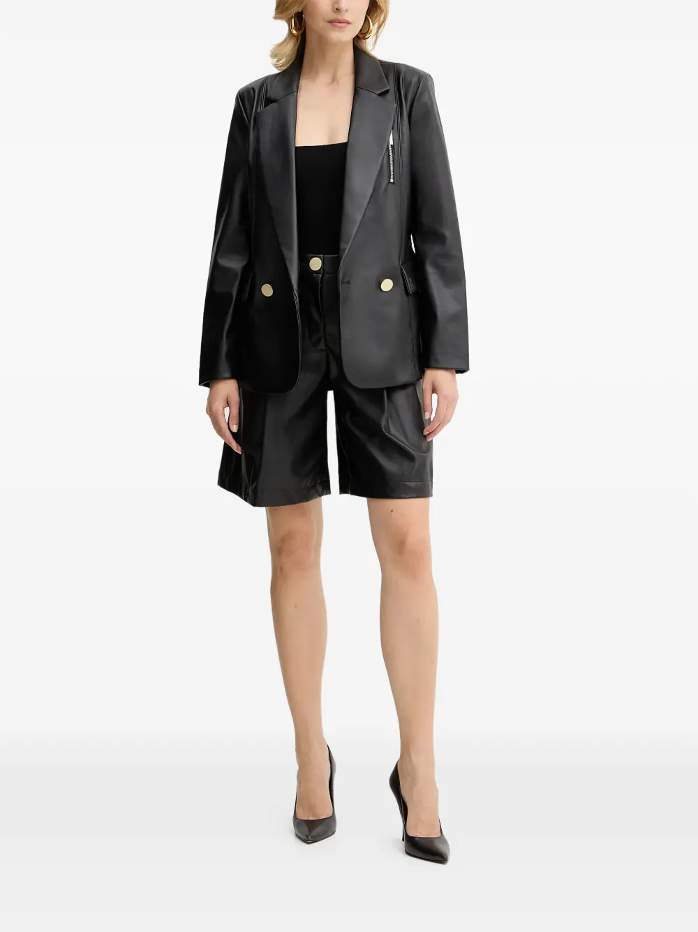  Armani Exchange Zip Detail Double-breasted Jacket - Black 
