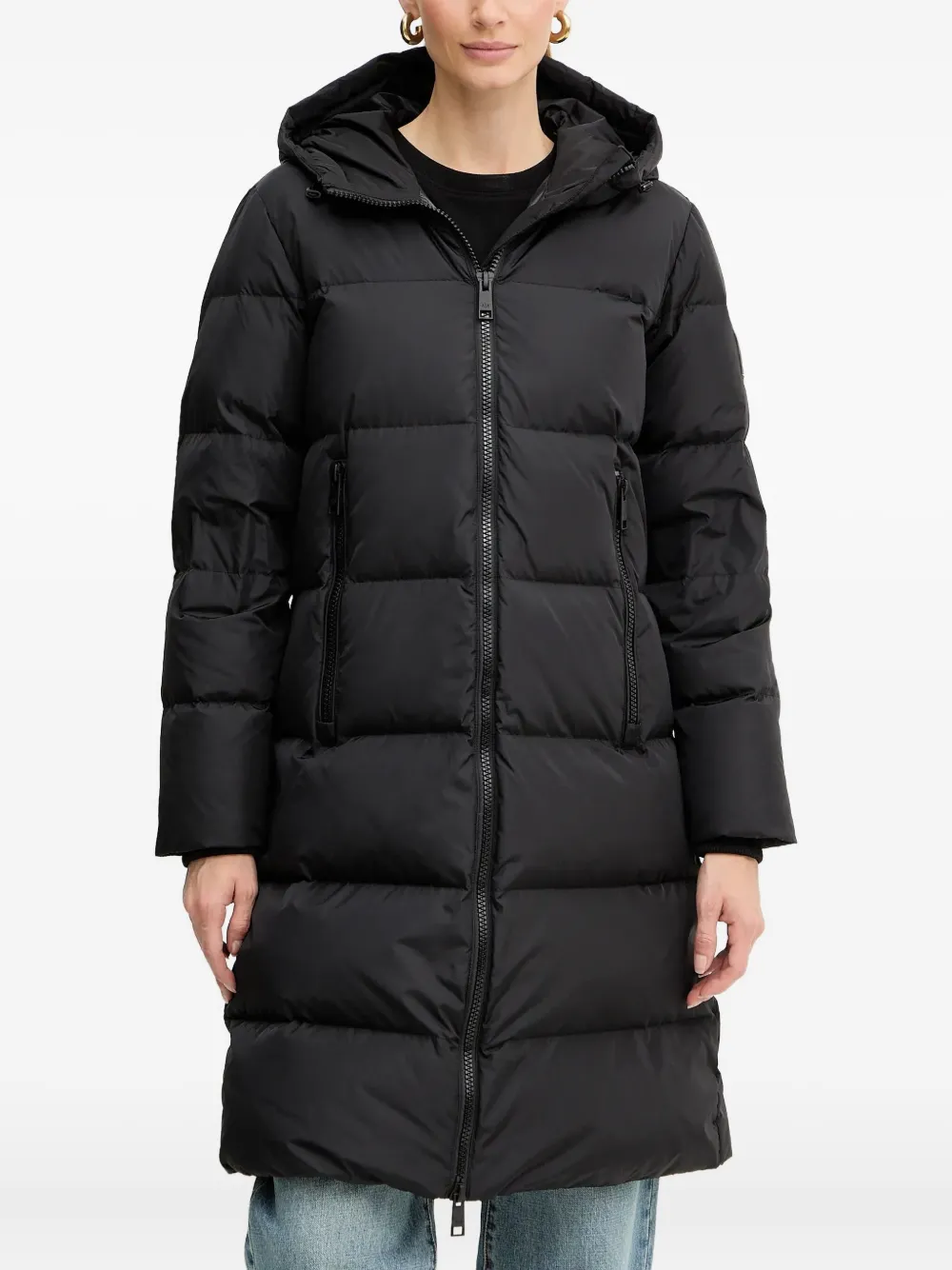 Armani Exchange Hooded Padded Jacket In Black