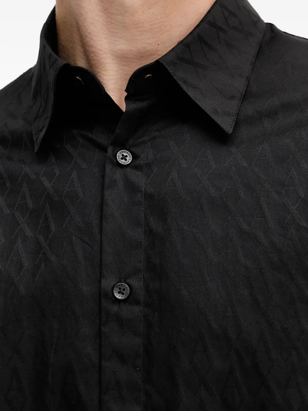 Armani Exchange Overhemd met patroon en knopen Zwart