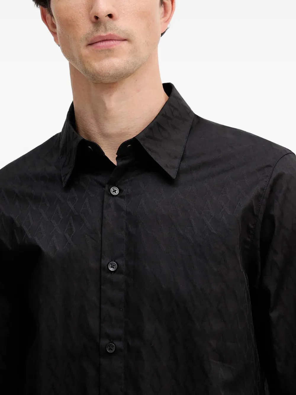 Armani Exchange Overhemd met patroon en knopen Zwart