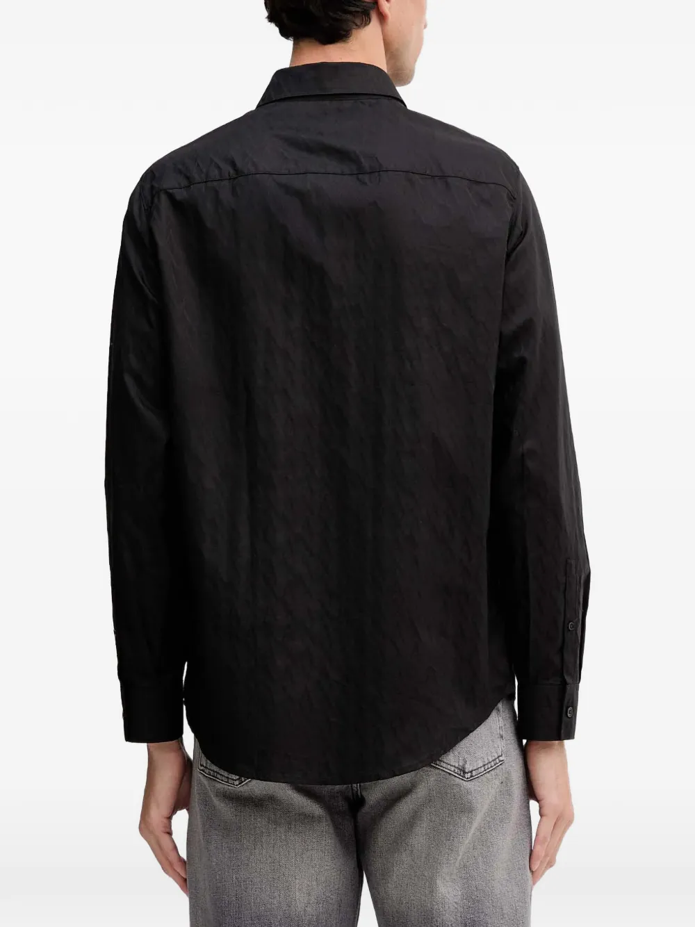  Armani Exchange Patterned Buttoned Shirt - Black 