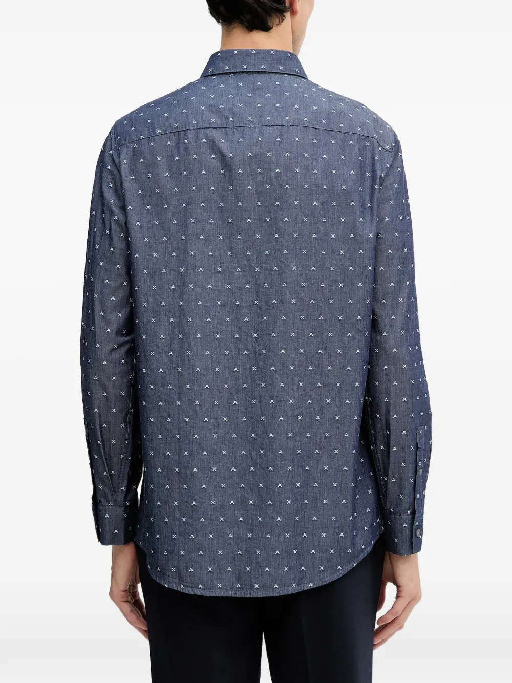 Armani Exchange Overhemd met geborduurd logo Blauw