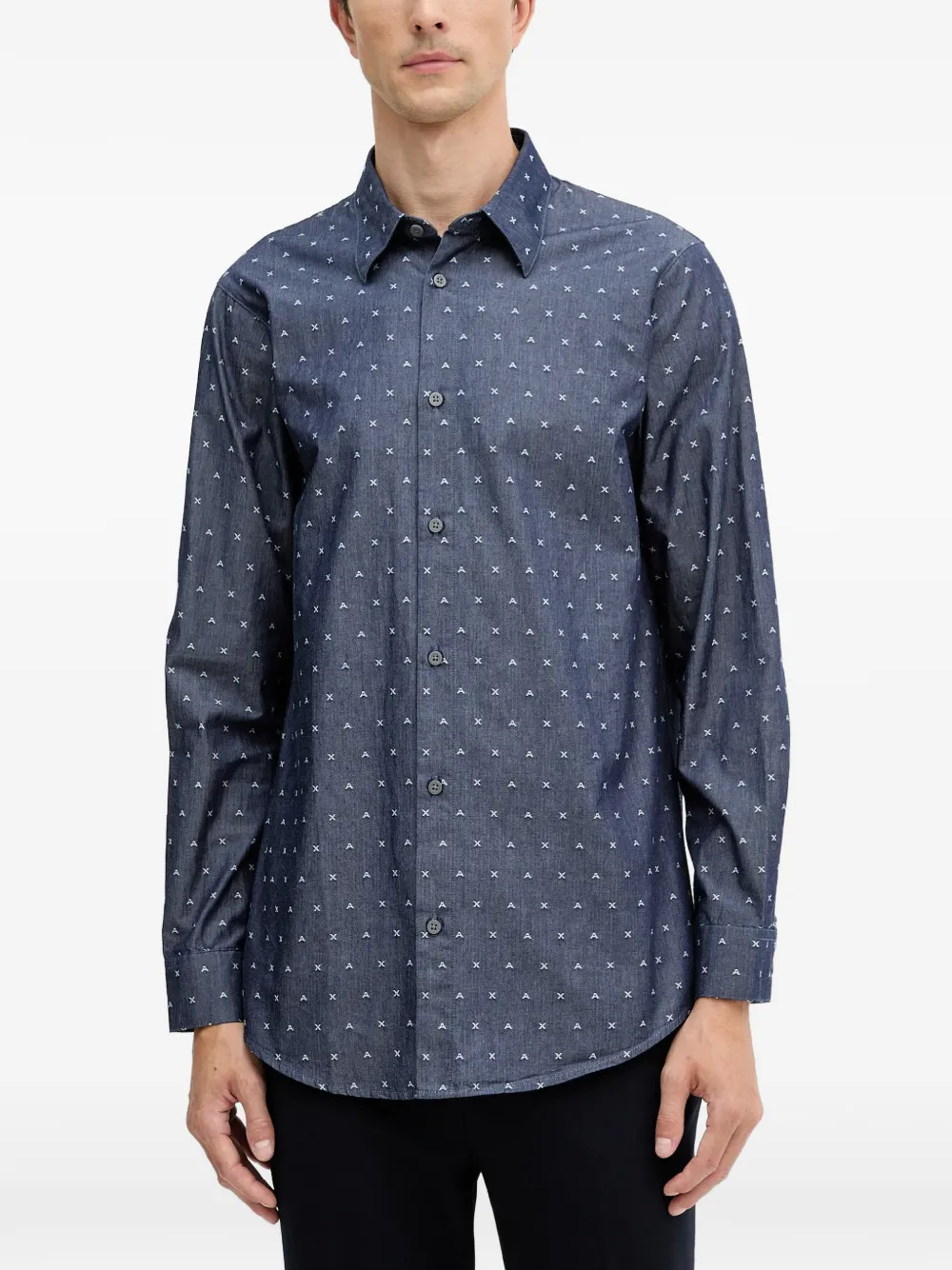 Armani Exchange logo-embroidered shirt - Blu