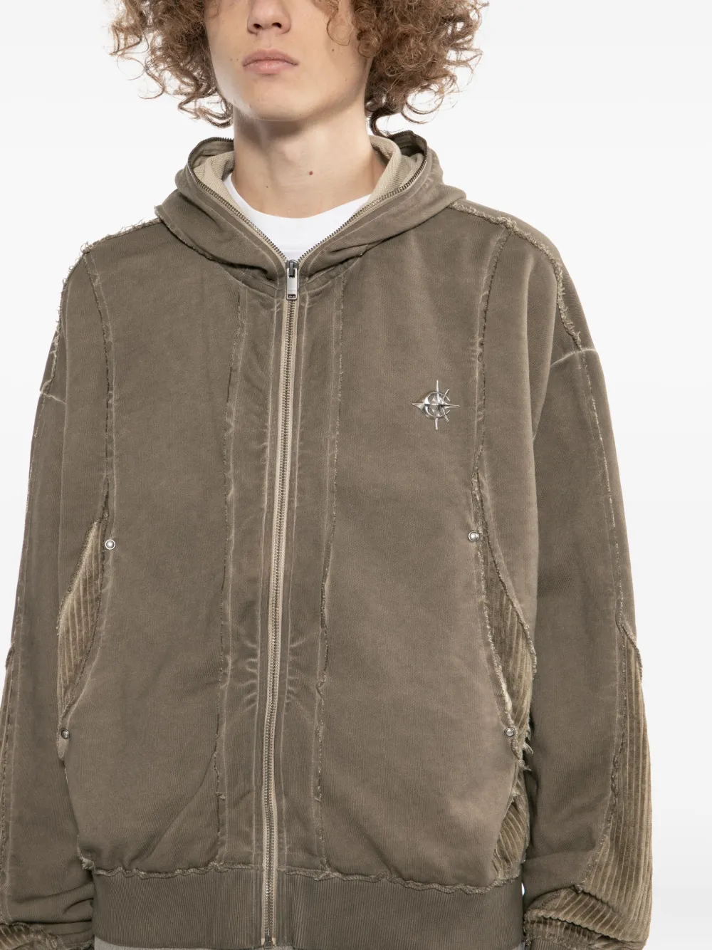 FIVE CM Hoodie met ribfluwelen patch Bruin