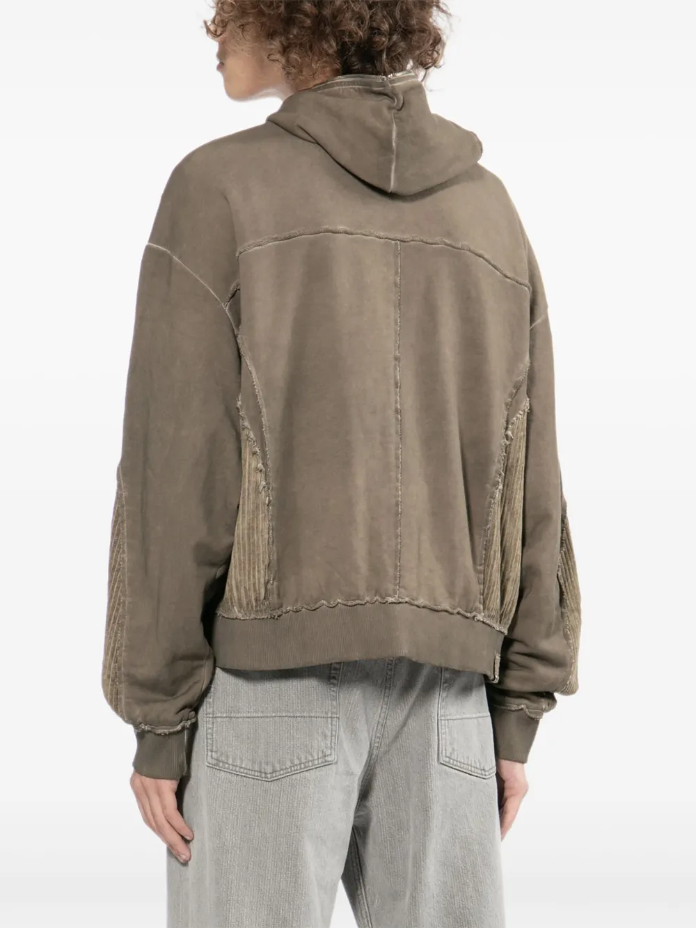 FIVE CM Hoodie met ribfluwelen patch Bruin