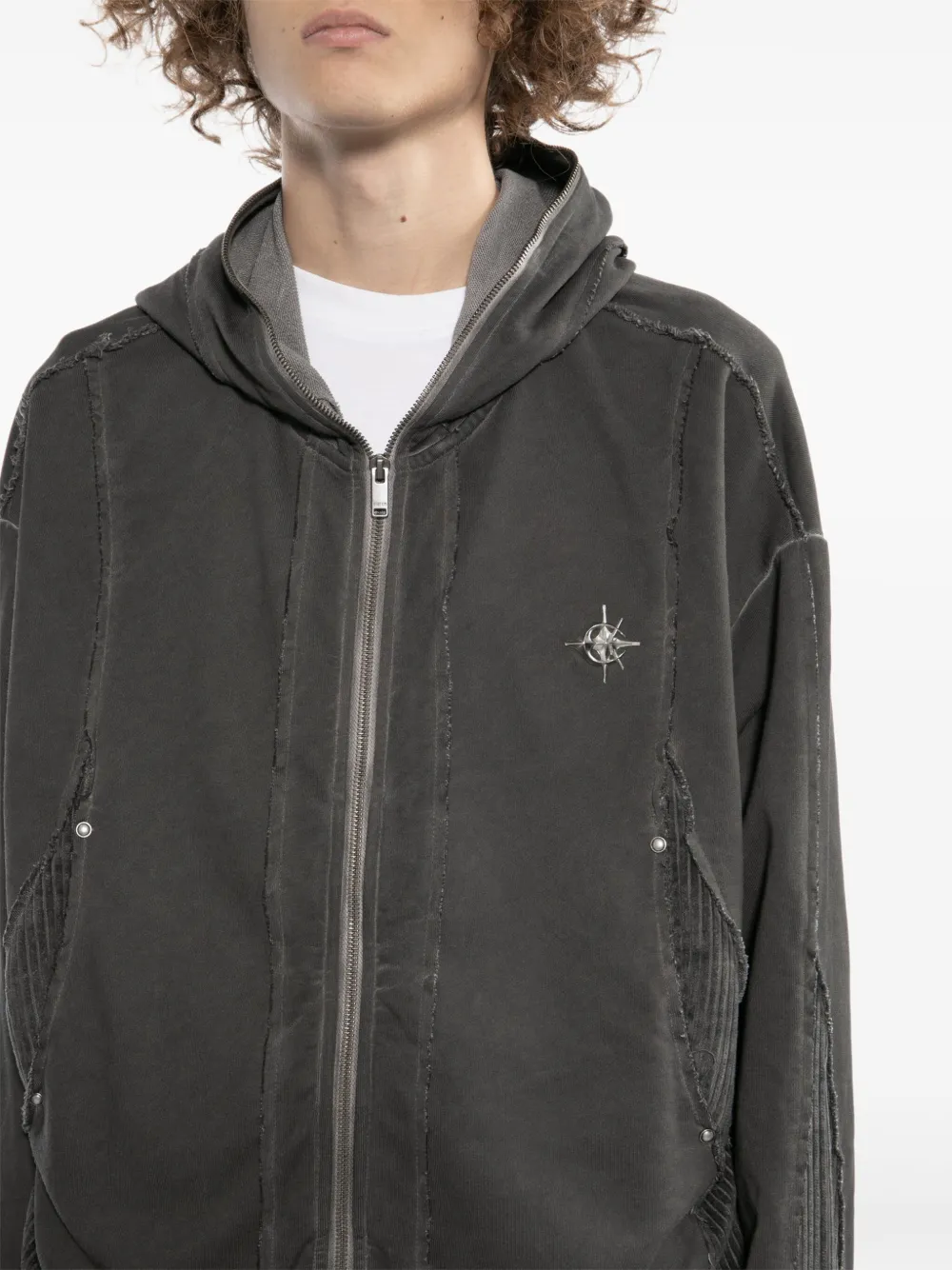 FIVE CM Hoodie met ribfluwelen patch Grijs