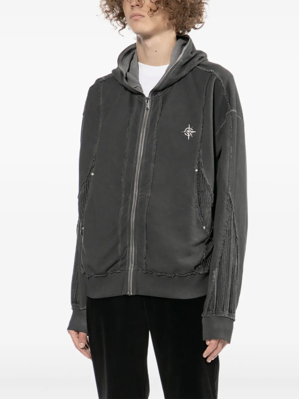 FIVE CM Hoodie met ribfluwelen patch Grijs