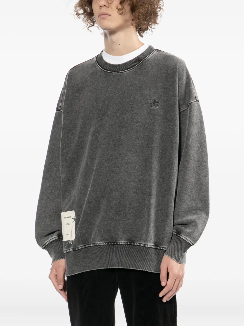 FIVE CM Sweater met geborduurd logo Grijs