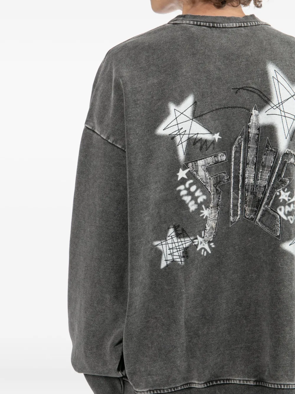 FIVE CM Sweater met geborduurd logo Grijs