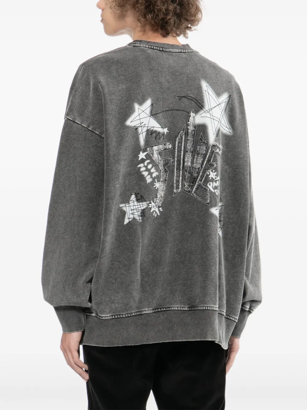 FIVE CM Sweater met geborduurd logo Grijs