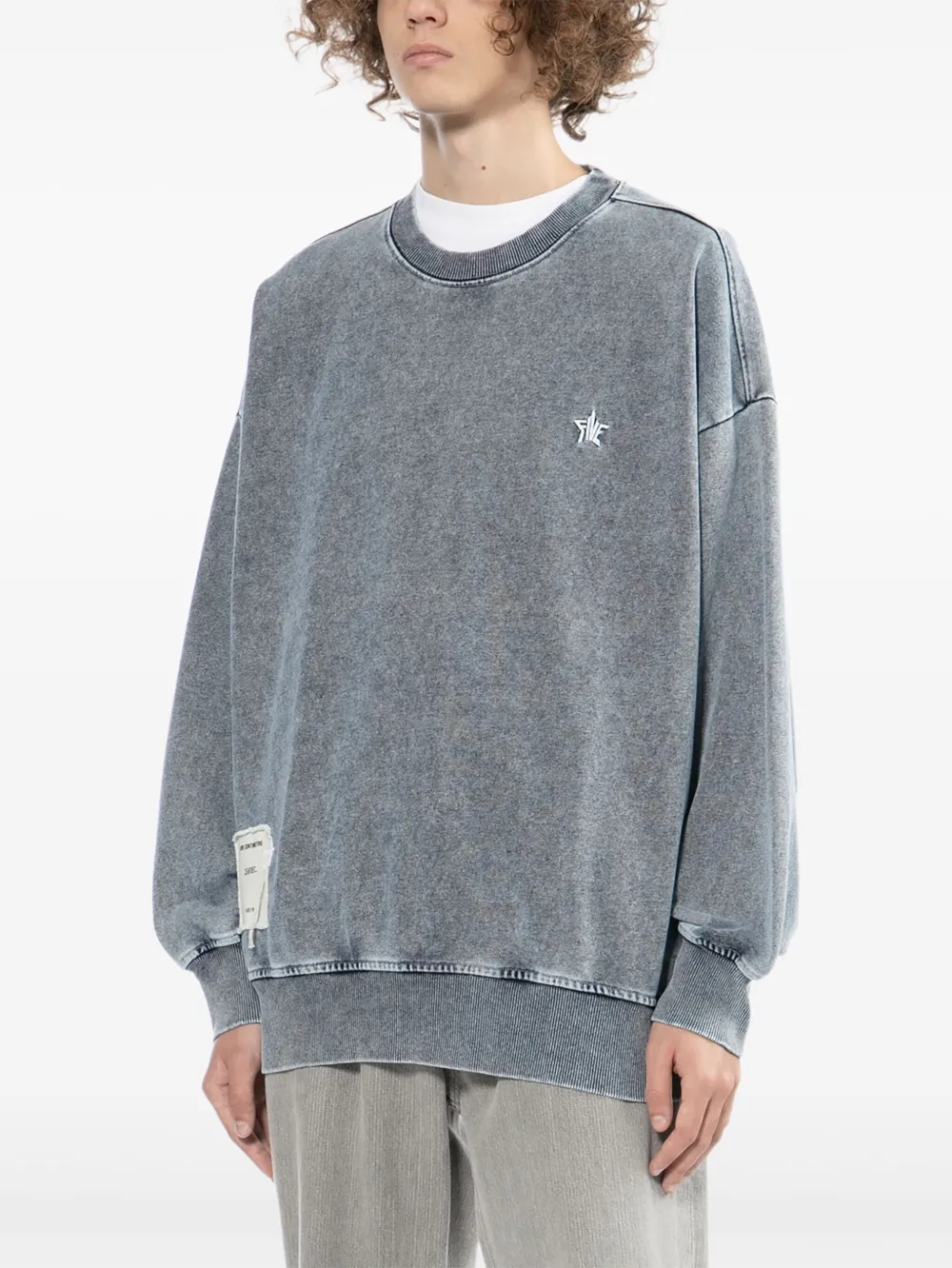 FIVE CM Sweater met geborduurd logo Blauw