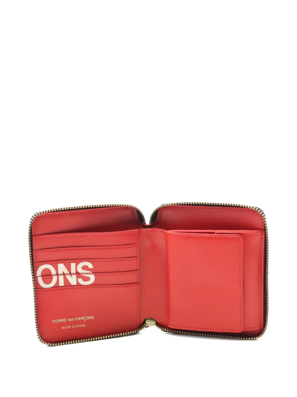 Comme Des Garçons Logo-print Round Zipper Wallet In Red