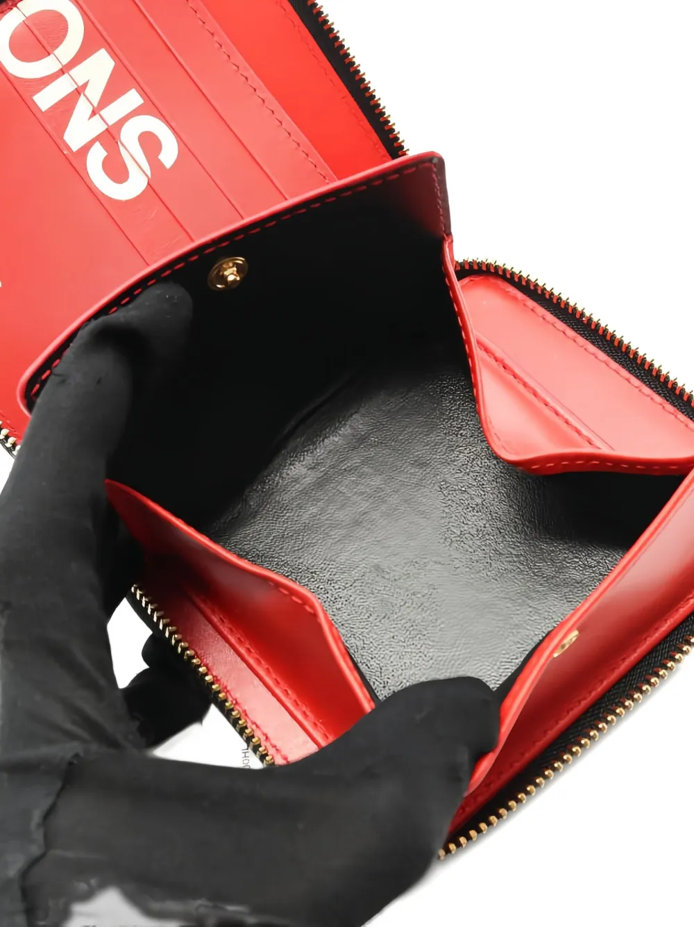 Comme Des Garçons Logo-print Round Zipper Wallet In Red