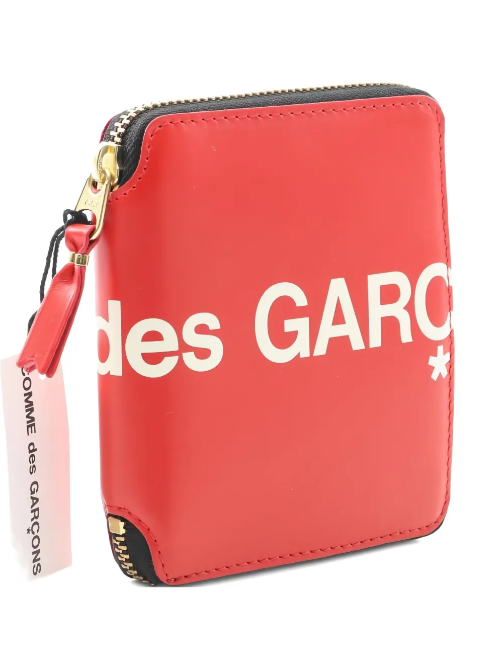 Comme Des Garçons logo-print round zipper wallet - Rosso