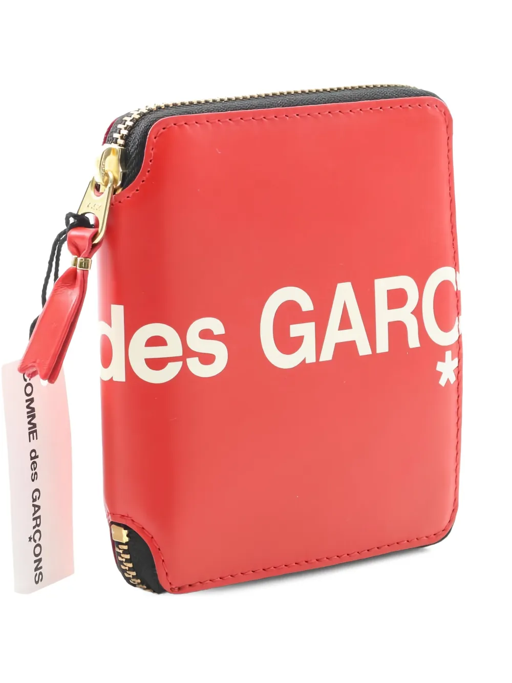 Comme Des Garçons Logo-print Round Zipper Wallet In Red