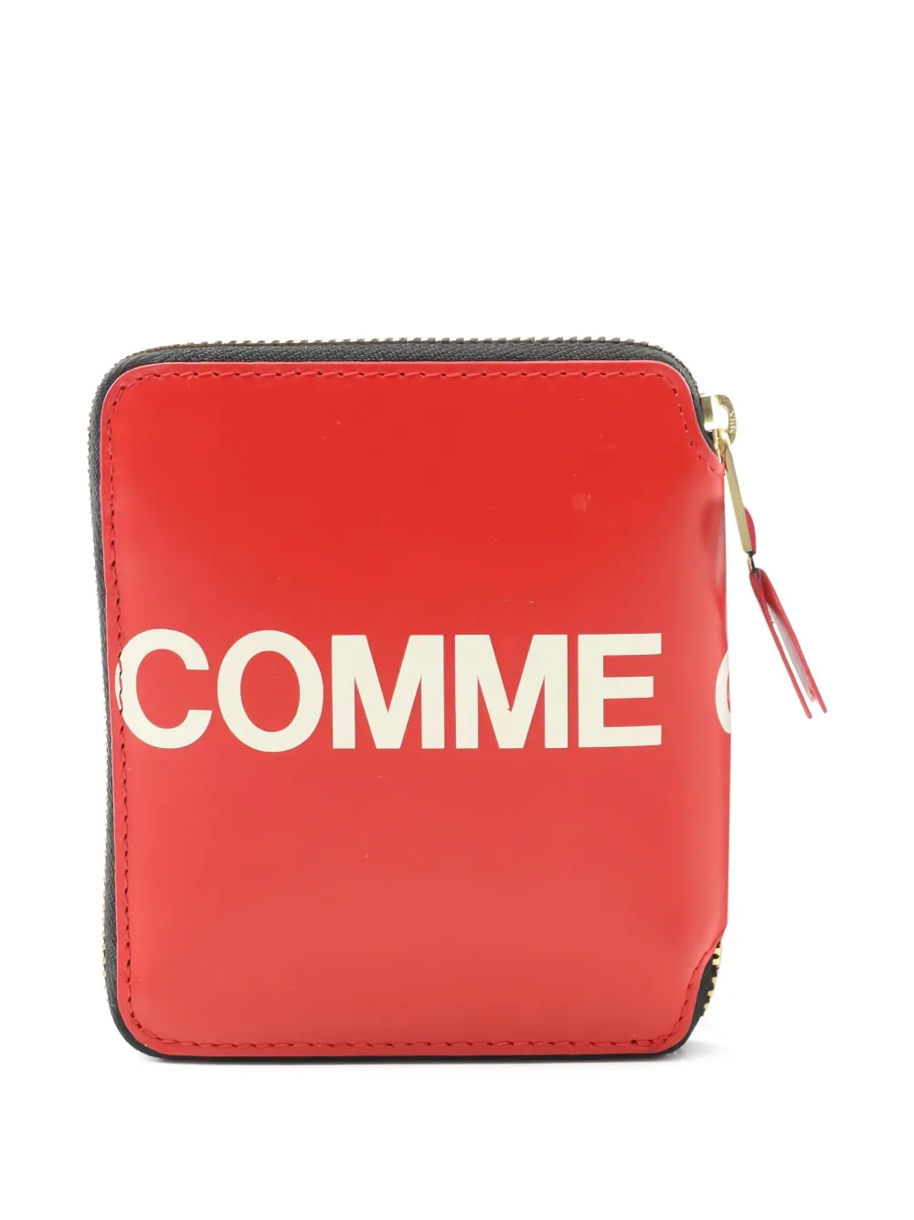 Comme Des Garçons Logo-print Round Zipper Wallet In Red