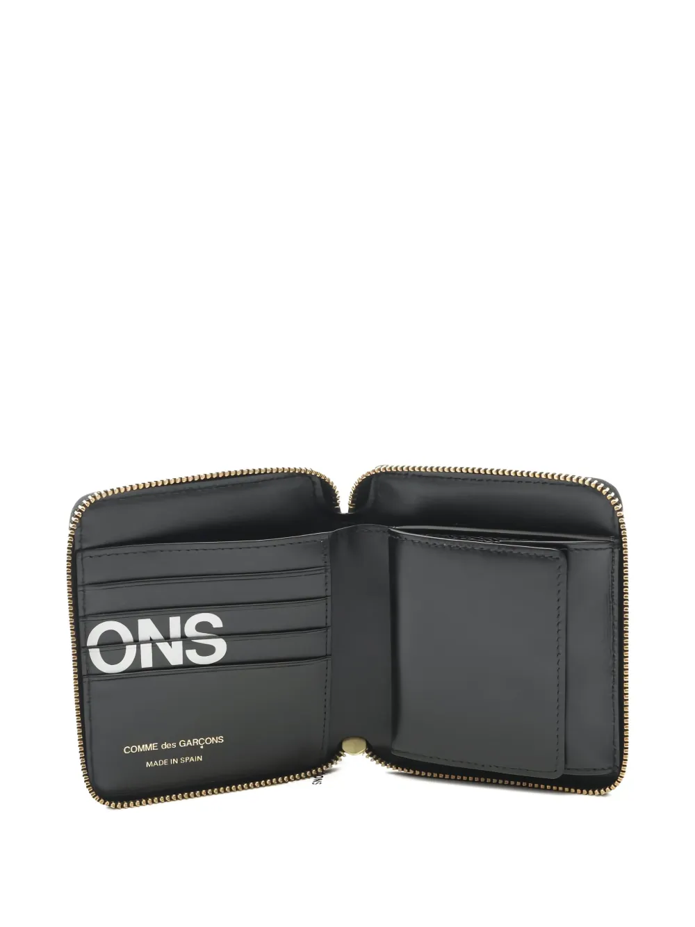 Comme Des Garçons Logo-print Zipped Bi-fold Wallet In Black