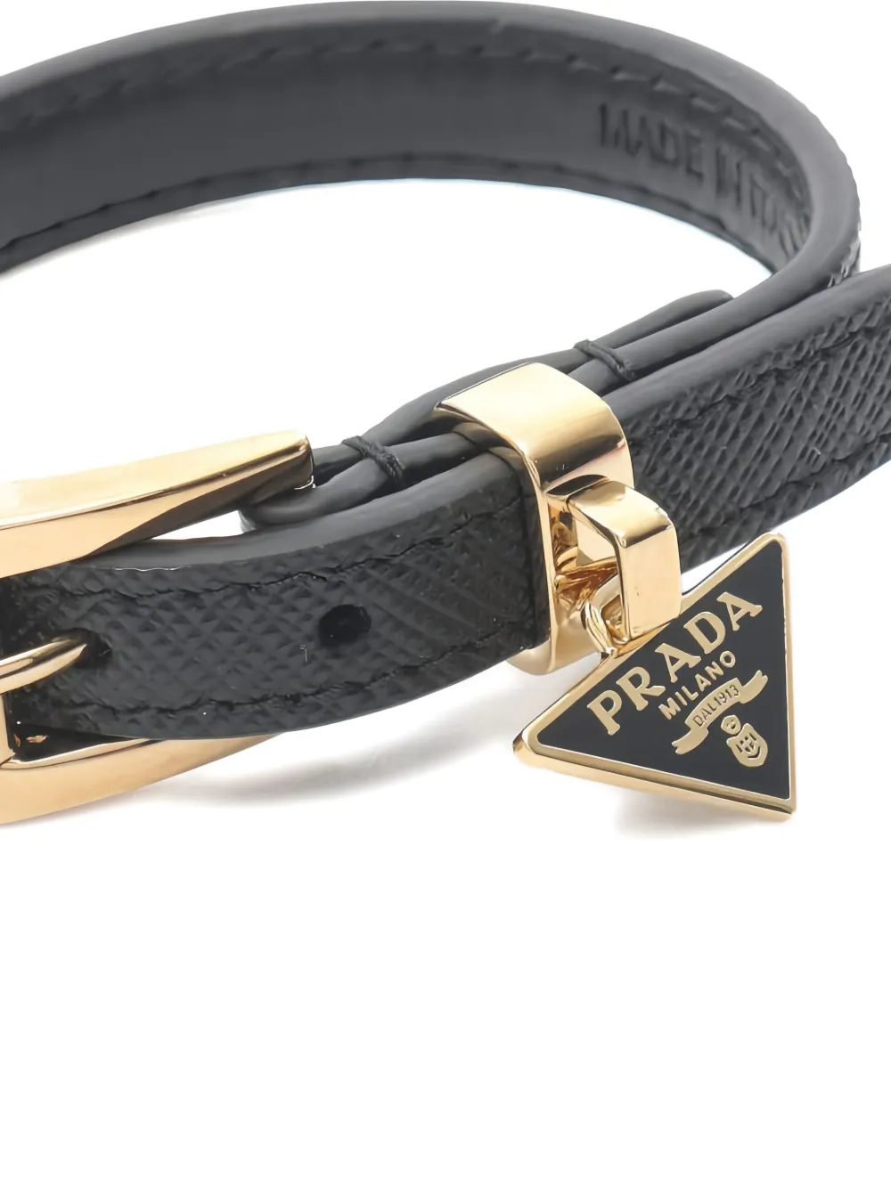 Pre-owned Prada 2020s Triangle-logo Bracelet In Black