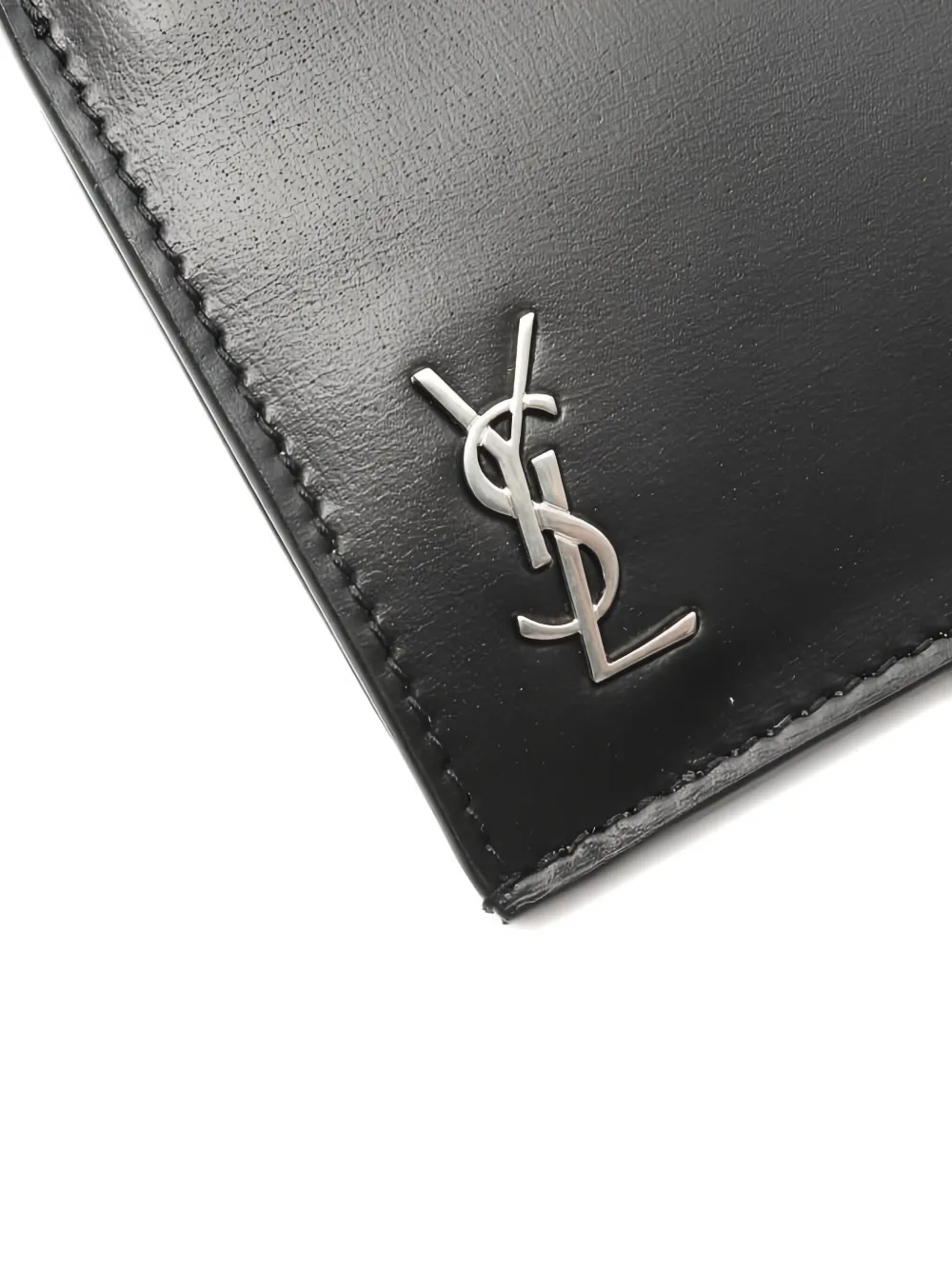 Pre-owned Saint Laurent 2020s Monogram Zip Leather Card Holder In Black