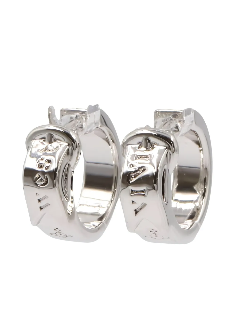 Vivienne Westwood Pre-Owned 2020s engraved hoop earrings | Silver | Image 1
