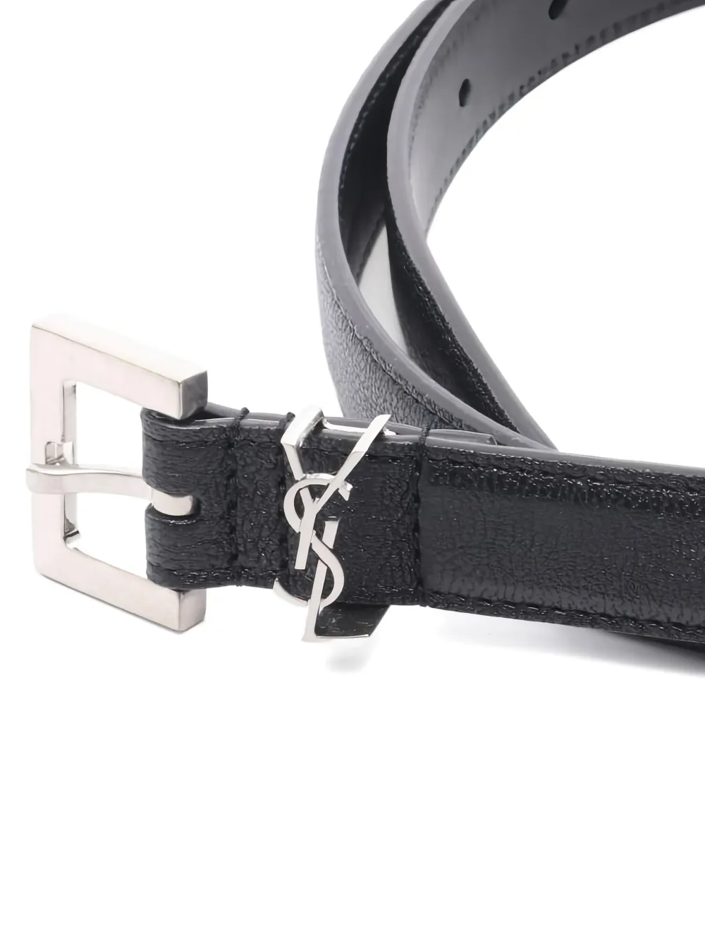 Pre-owned Saint Laurent 2020s Monogram Leather Belt In Black