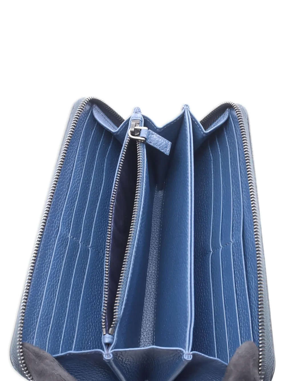 Pre-owned Prada 2010s Round-zipper Leather Wallet In Blue