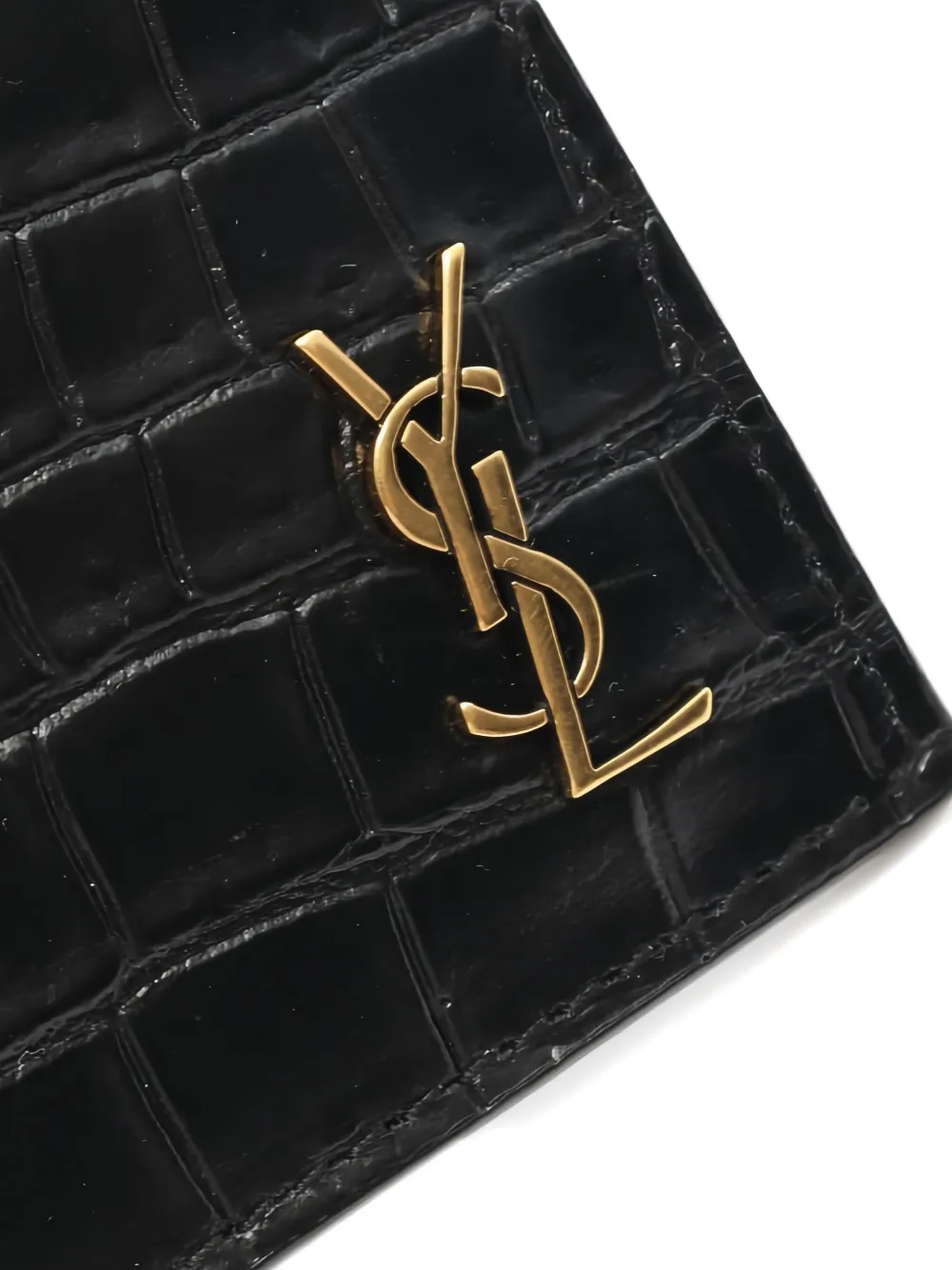 Pre-owned Saint Laurent 2020s Tiny Cassandre Card Case In Black