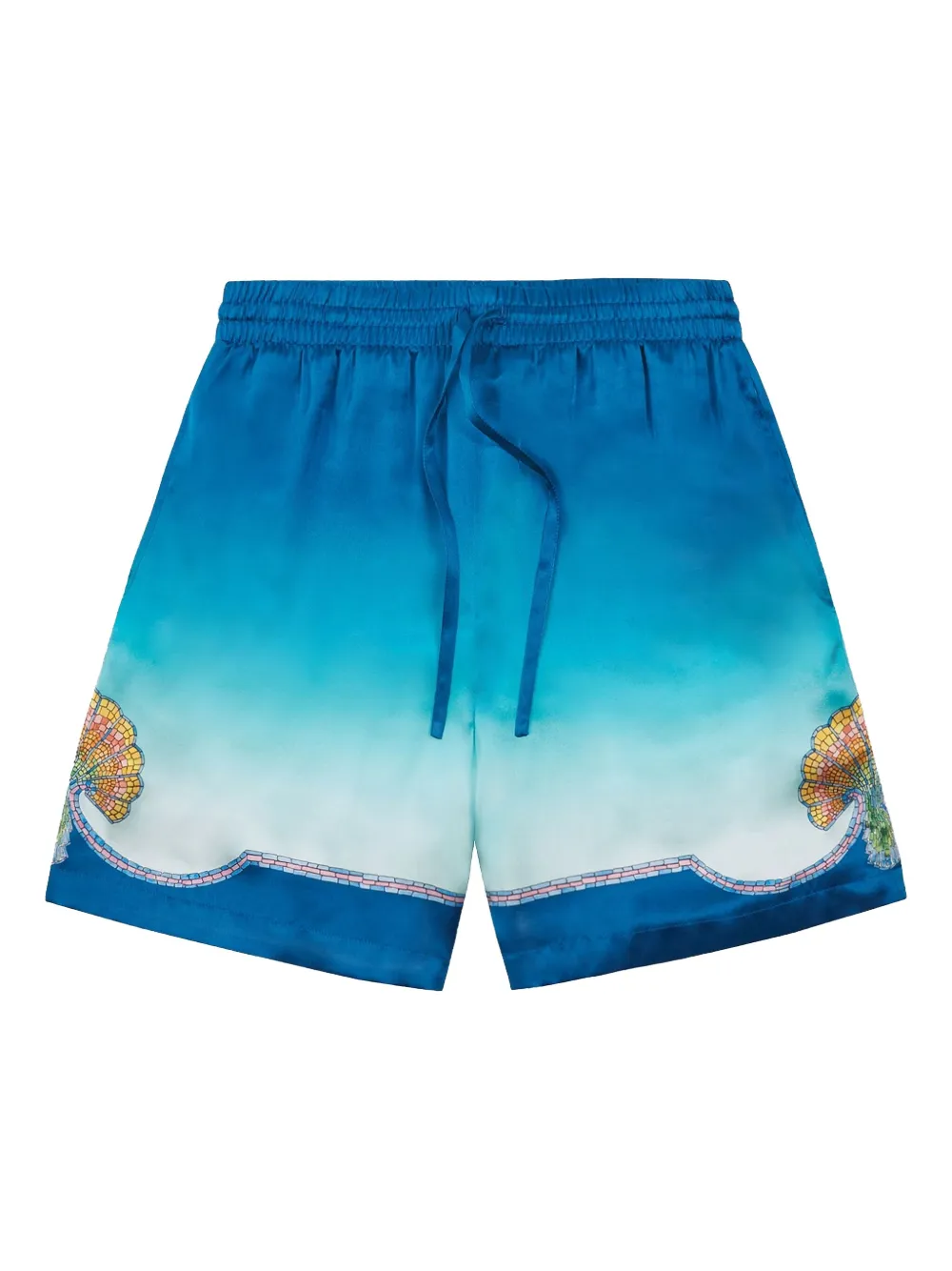 Casablanca Coquillage Coloré silk shorts | Blue | Image 1