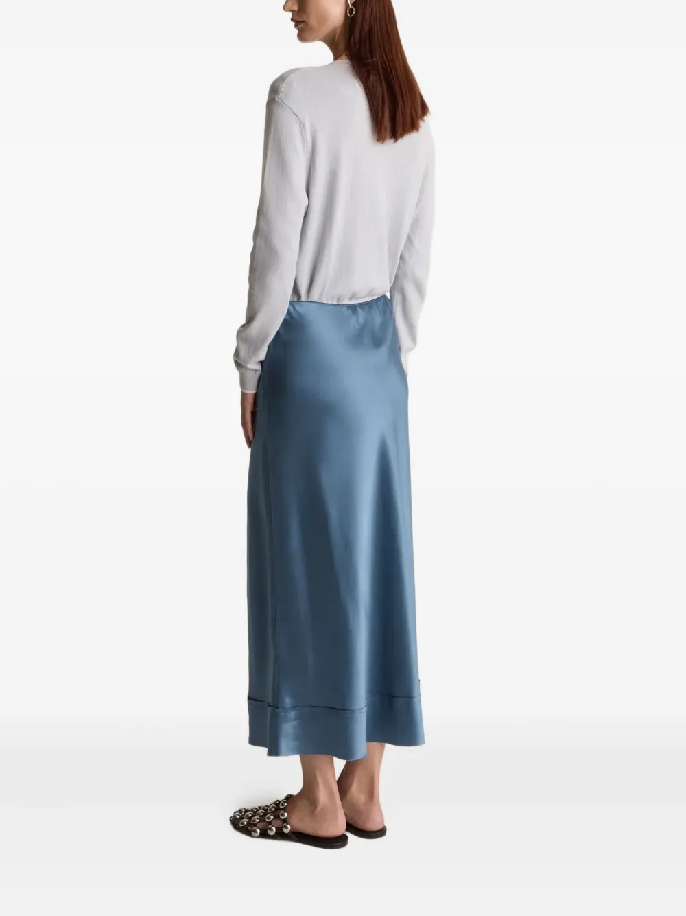 Lee Mathews Stella satijnen midi-rok - Blauw