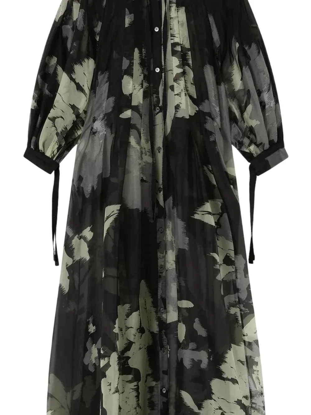Lee Mathews tie-detail floral dress - Zwart