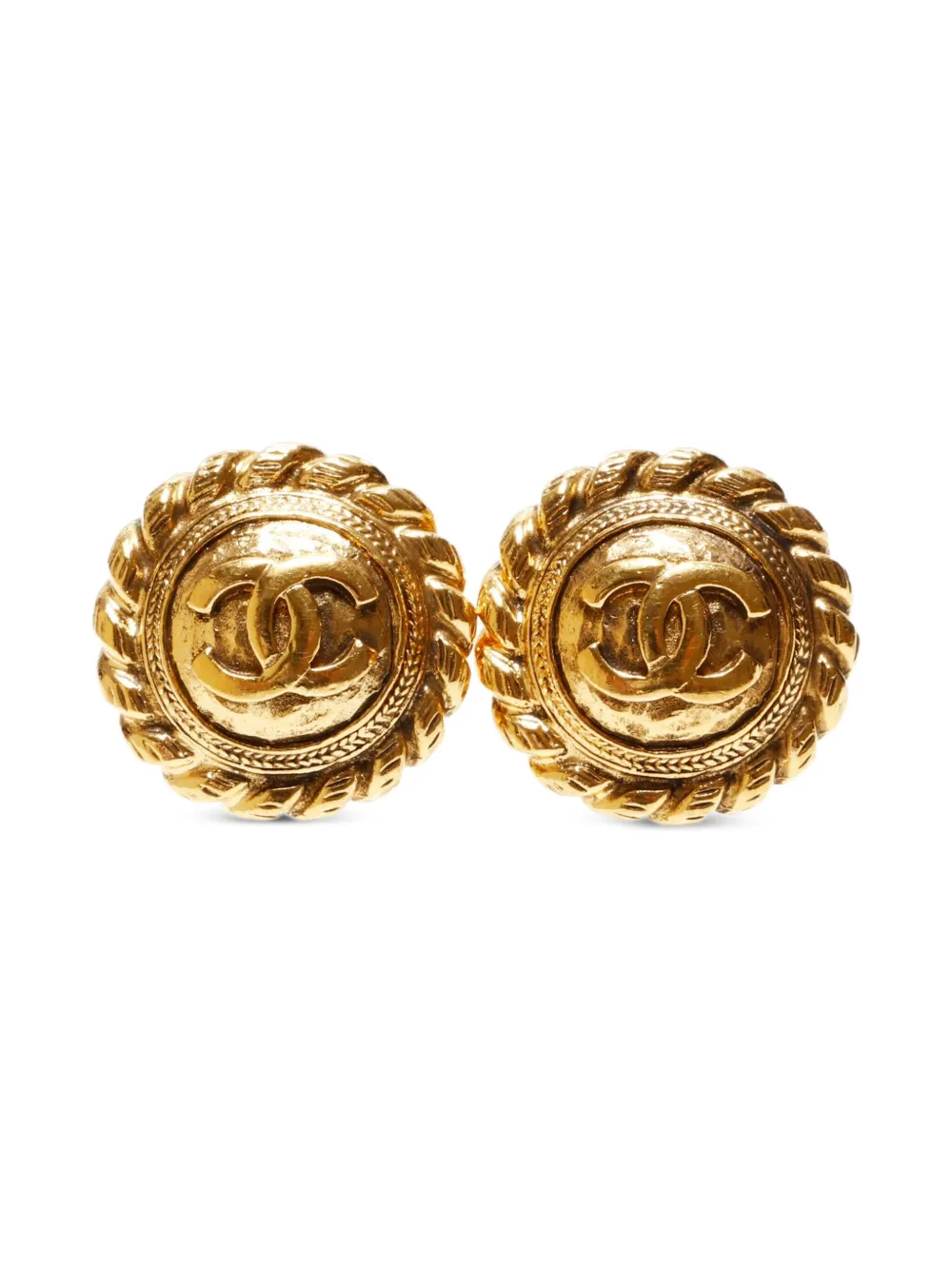 CHANEL Pre-Owned 1980-1990s Interlocking CC clip-on earrings - Oro
