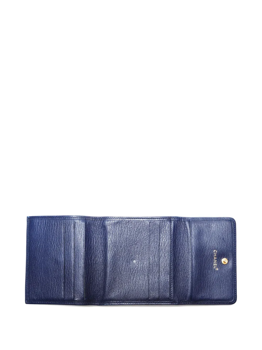 Pre-owned Chanel 2000-2002 Interlocking Cc Wallet In Blue