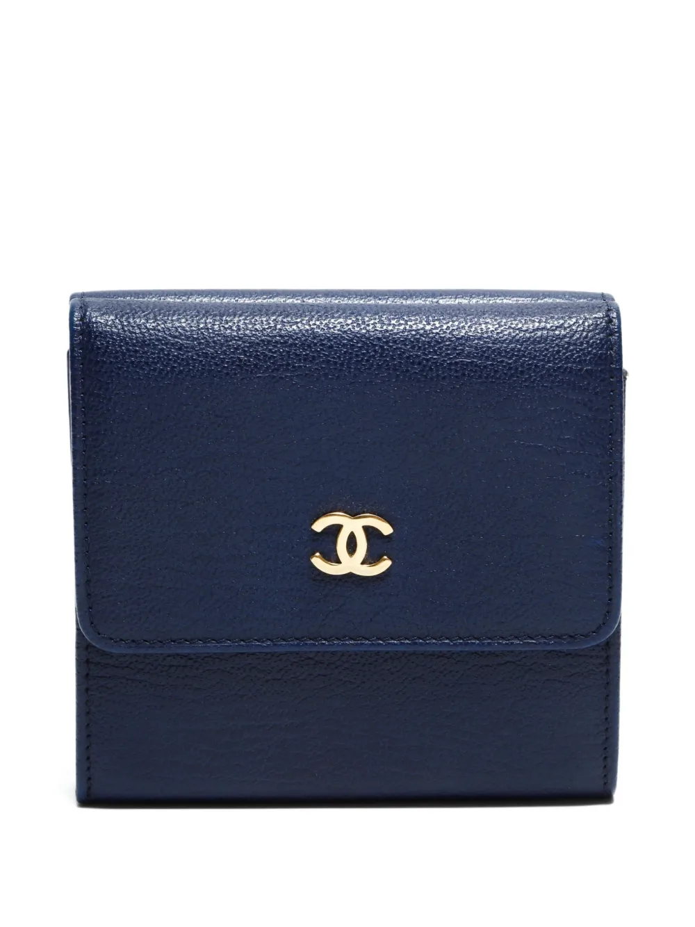 Pre-owned Chanel 2000-2002 Interlocking Cc Wallet In Blue