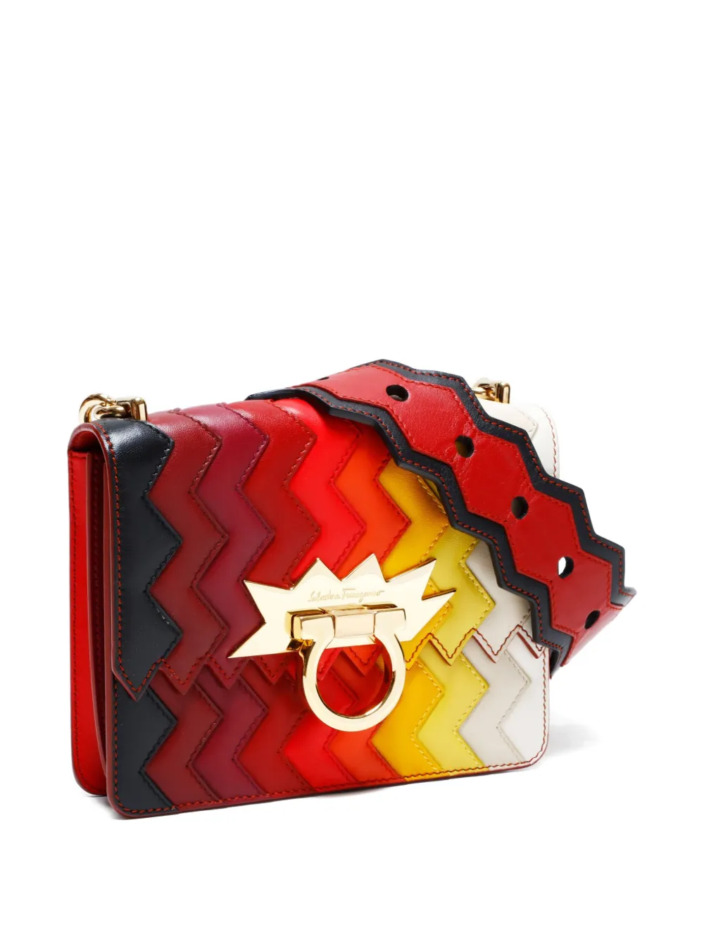 Pre-owned Ferragamo 2015-2025 Mini Zigzag Shoulder Bag In Red