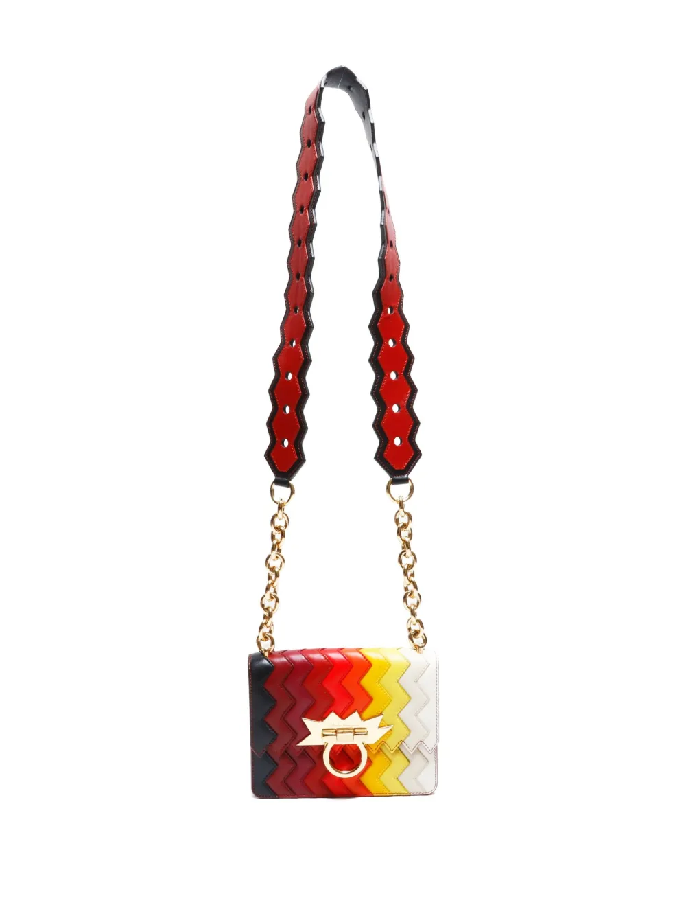 Pre-owned Ferragamo 2015-2025 Mini Zigzag Shoulder Bag In Red