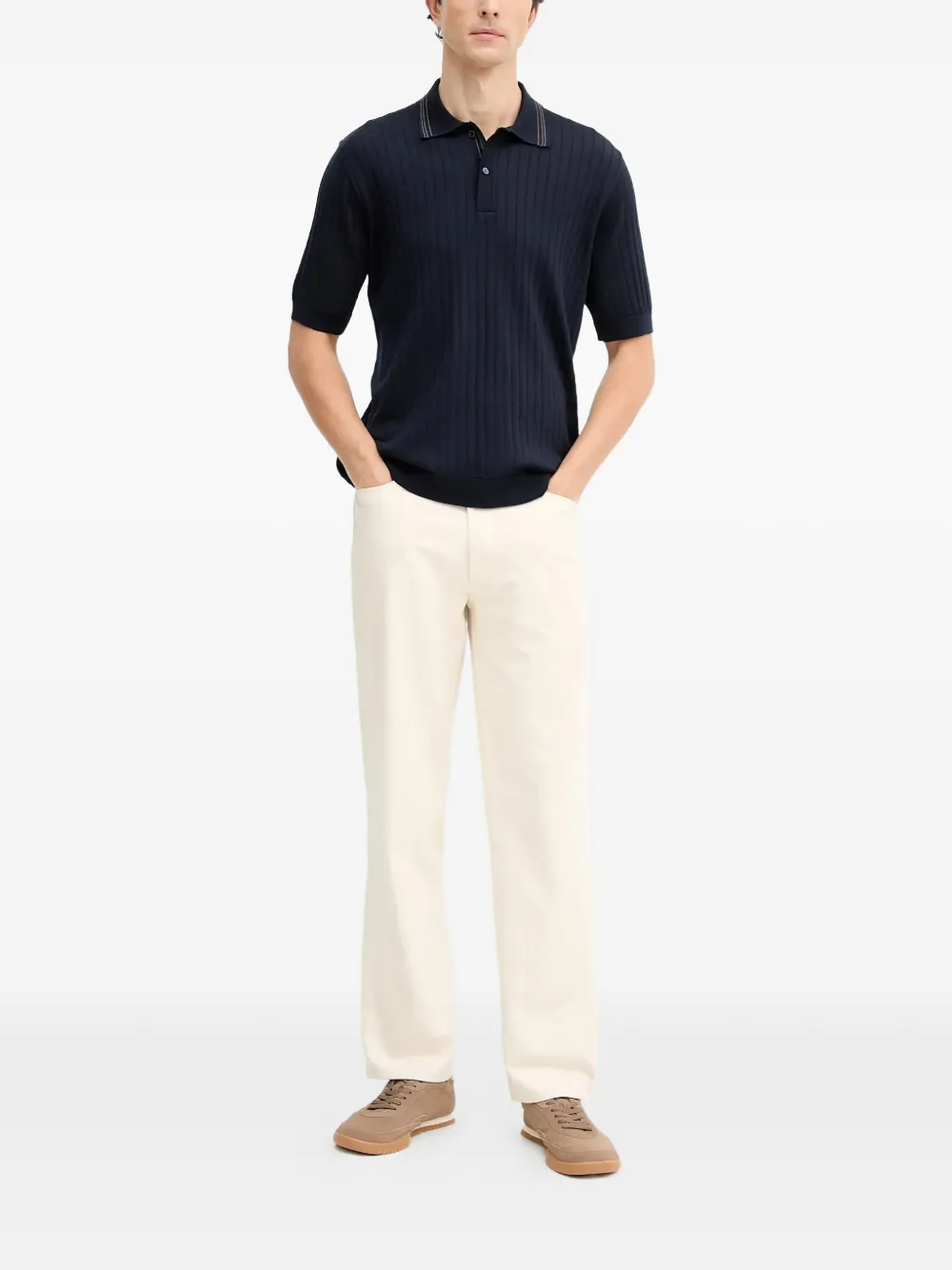 Paul & Shark Poloshirt met geribbelde kraag Blauw