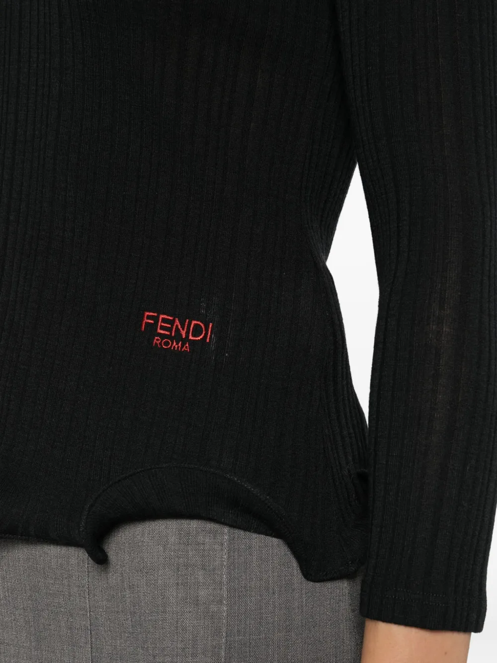 FENDI Top met V-hals Zwart