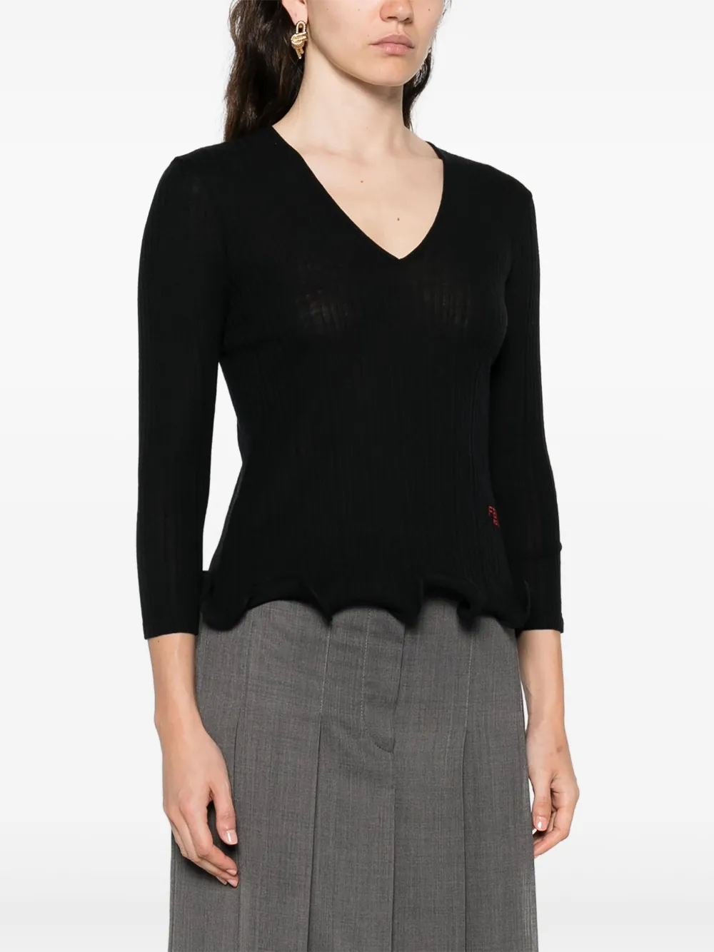  Fendi V-neck Top - Black 
