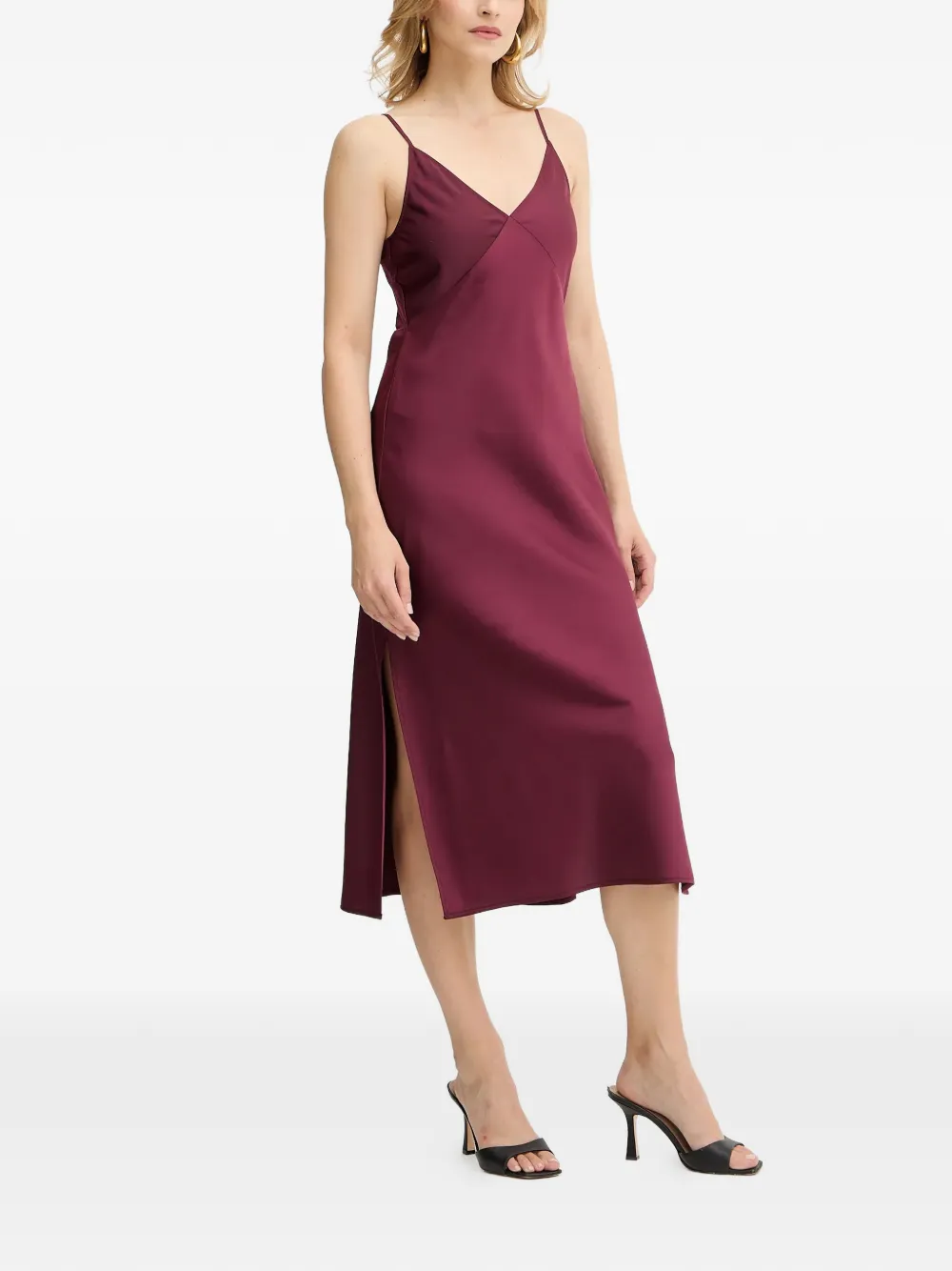  Armani Exchange V-neck Slip Midi Dress - Red 