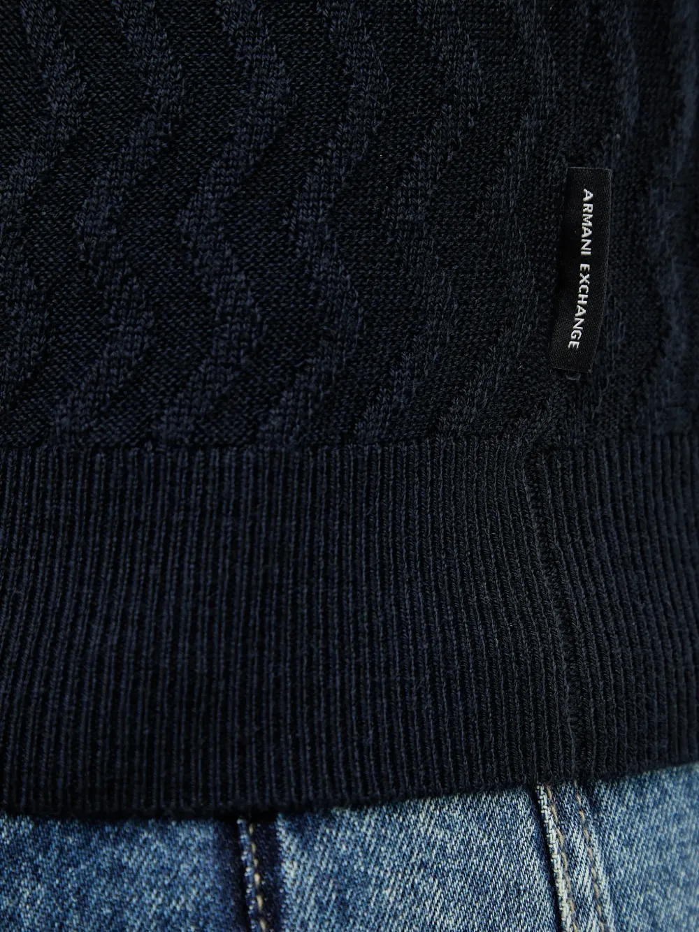 Armani Exchange Trui met ronde hals en patroon Blauw