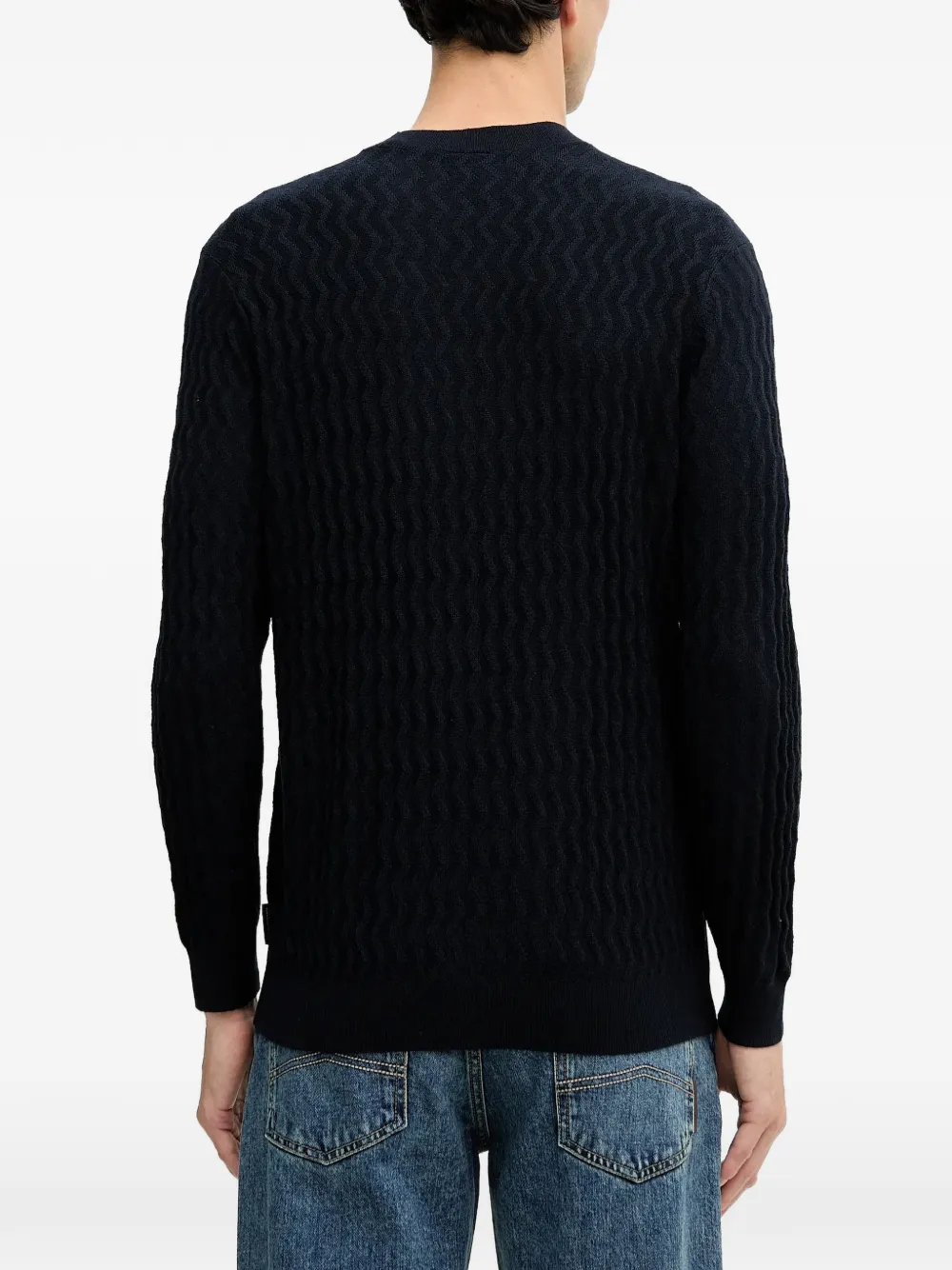  Armani Exchange Patterned Crew Neck Sweater - Blue 