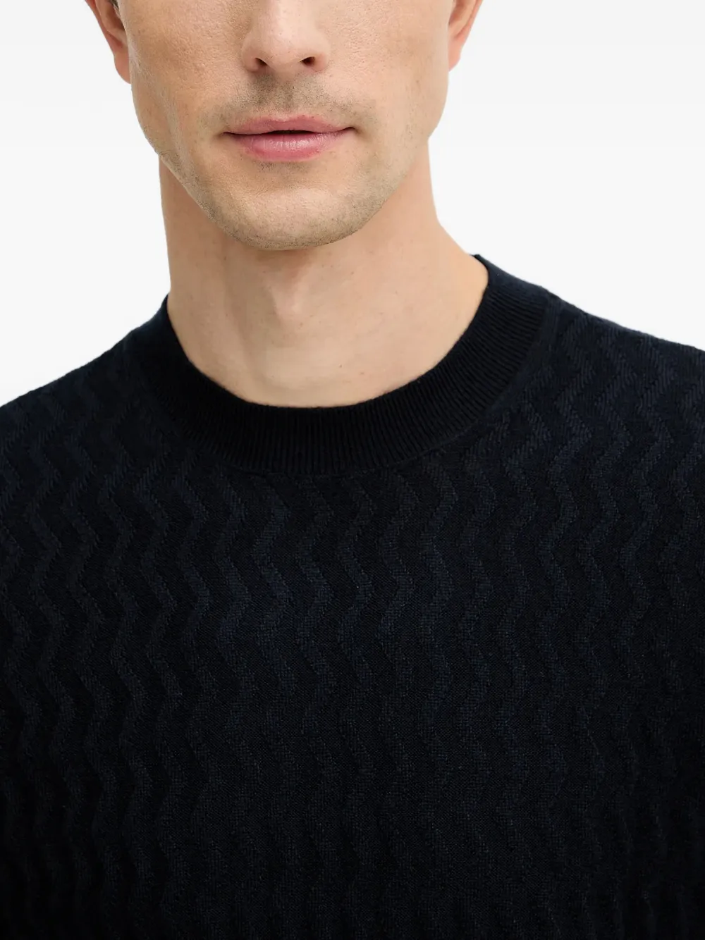 Armani Exchange Trui met ronde hals en patroon Blauw