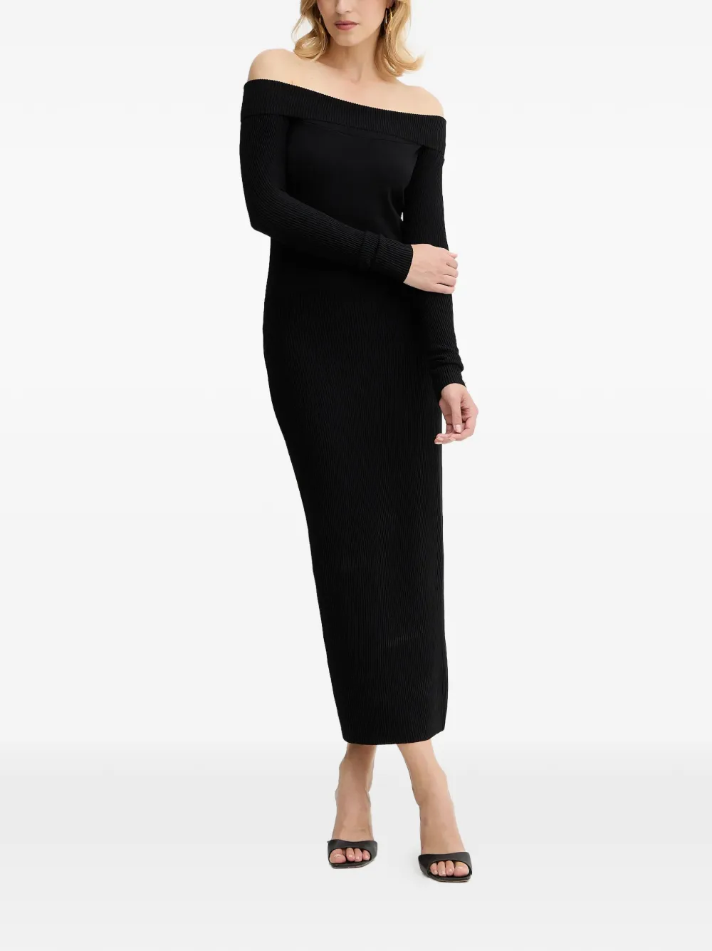 Armani Exchange Off-shoulder midi-jurk Zwart
