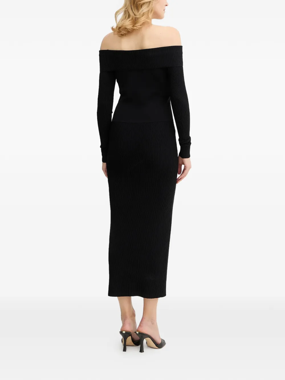 Armani Exchange Off-shoulder midi-jurk Zwart
