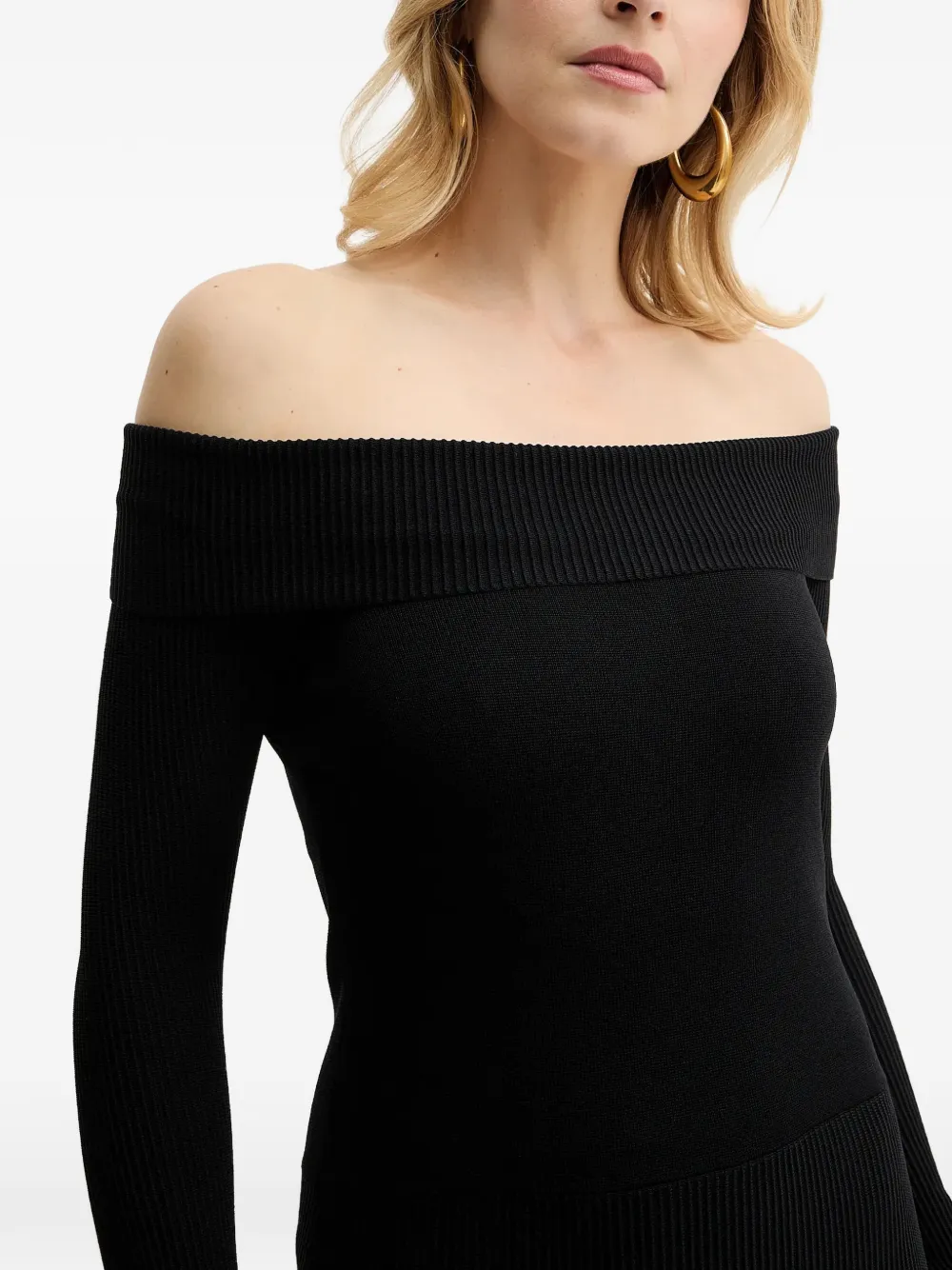 Armani Exchange Off-shoulder midi-jurk Zwart