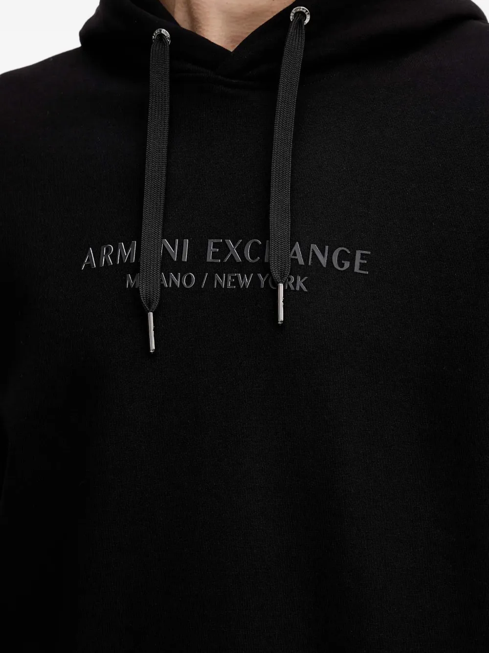 Armani Exchange Hoodie met logodetail en lange mouwen Zwart
